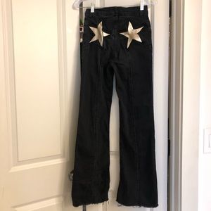 Free People Black & Gold Fire Cracker Flare Jeans